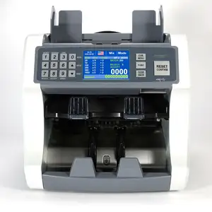 Máquina contadora de billetes de 2 bolsillos, máquina contadora de discriminación de dinero, detector de dinero falso con UV MG IR 2CIS, 2 unidades