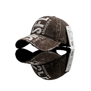 Casquette de baseball vintage sportive de haute qualité avec grande broderie de lettres, 6 panneaux, délavée, déchirée, usée, réglable - Product Image 3