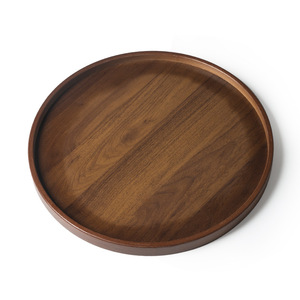 Bamboo Serving <b>Tray</b> Round Walnut Color 40cm For <b>Tea</b> Coffee Fruit Household Use Elegant Design - Product Image 5