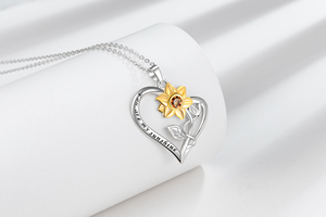 Collar con Colgante de Corazón de Girasol "You Are <span class=keywords><strong>My</strong></span> Sunshine", Joyería para Mujer, Regalo Romántico para Ella - Product Image 3