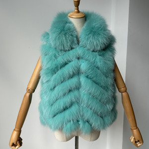 Hot Sale Pink Real Fox Fur <strong>Waistcoat</strong> Women Elegant Genuine Fur Vest Gilet Lady Sleeveless Fur Coat Jacket - Product Image 6