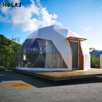 Dôme géodésique isolé de 4 m pour glamping, tente hôtelière coupe-vent avec structure en acier et PVC pour camping panoramique et parc de vacances