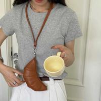 Pochette à fermeture éclair en cuir PU, style croissant, avec breloque, pour rouge à lèvres et clés, pendentif bijoux, colliers, accessoire vestimentaire