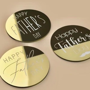 Topper para tarta del Día del Padre, buen papá, te amo, papá, espejo redondo, disco acrílico, decoración para cupcakes - Product Image 1