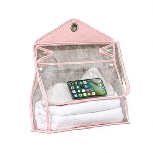 Wholesale <b>Portable</b> PVC Transparent Bathroom <b>Shower</b> Wash Waterproof Wall Hanging Single Tier Clothes Storage Bag Travel-Ready - Product Image 1