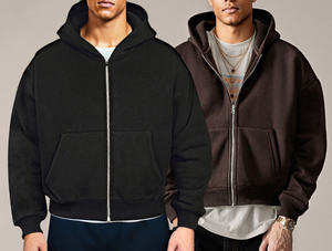 Sweat à capuche décontracté pour homme, coupe ample, avec fermeture éclair courte, collection automne, marque de mode masculine - Product Image 2