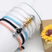 Bracelet tissé simple et tendance, 100 langues 'Je t'aime', projection nano, cadeau personnalisé avec photo, boule de cœur, perle