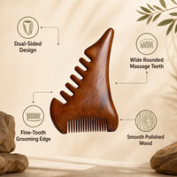 Peigne de massage du cuir chevelu en bois en gros, bois de santal doré, bois de santal vert, peigne Gua Sha, peigne à dents larges et fines, logo personnalisé OEM ODM Spa