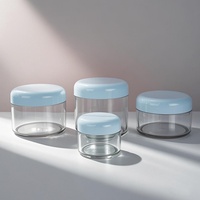 Pot en plastique PET à parois épaisses de 100 ml, 200 ml, 250 ml, à large ouverture, pour crème exfoliante pour les yeux, avec bouchon blanc mat, fond épais, pour soins de la peau