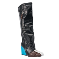 Nouvelles bottes à talons épais et bout carré pour femmes, mode d'hiver, bottes à talons hauts pour femmes, chaussures à talons hauts