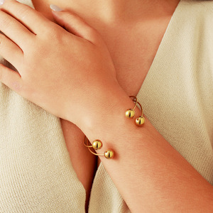 Stainless Steel <b>Bracelet</b> With Round Beads <b>Adjustable</b> Design For Women Fashion Jewelry - Product Image 1