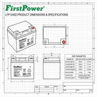 Batería de almacenamiento sellada recargable AGM FirstPower LFP1240D 12V40Ah para instrumentos médicos, iluminación ferroviaria y fuente de alimentación.