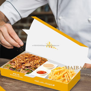 Caja de desayuno mixta para llevar personalizada, comida árabe para llevar, papel corrugado, Bento Shawarma, embalaje de alimentos, contenedor con divisores - Product Image 4