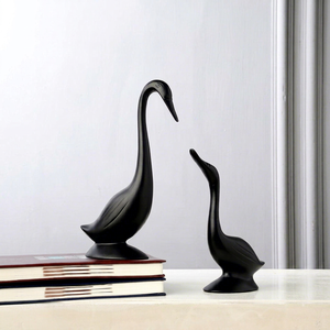 L 7.11 x W 4.06 x H 12.19 cm Modern Black Duck Figurine Set of 2 Resin Tabletop Decor Artistic Animal Sculpture for Living Room - Product Image 1