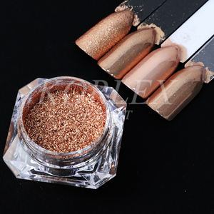 Poudre miroir chromée pour nail art grande taille, pigment de vernis à ongles gel rose gold sirène - Product Image 2