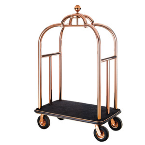 Hotel de oro decorativo de acero inoxidable botones carro conserje jaula carro Carro de equipaje - Product Image 3