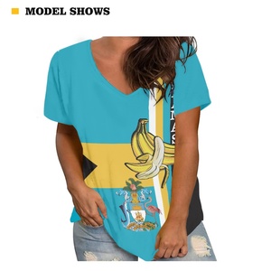 2024 ventes en gros directes professionnel personnalisable hommes femmes T-shirt Bahamas drapeau <span class=keywords><strong>banane</strong></span> 3D décontracté bouton haut Long - Product Image 4
