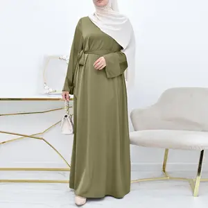 2024 nouvelle robe musulmane eid couleur unie mode modeste abaya robe ample dames robe pour dames prière du ramadan