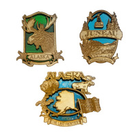 Aimant de réfrigérateur personnalisé en résine et bois, motif Élan du Parc National de Denali, authentique souvenir touristique d'Alaska, États-Unis