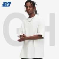 T-shirt en coton épais 350G pour homme, taille européenne, col rond, couleur unie, blanc, couche de base, impression de logo, fournisseur personnalisé