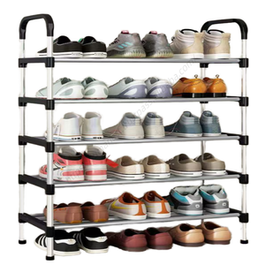 Meuble à chaussures moderne à cinq niveaux, portable, pour rangement domestique, avec 5 unités, construction métallique pliable, vente en gros - Product Image 1