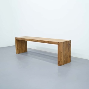 Banc de patio artisanal en teck recyclé, grain naturel vieilli, style Wabi-sabi, luxe, pour jardin et resort, durable - Product Image 3