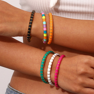 Vente en gros, bijoux en émail coloré pour femmes, bracelet à <span class=keywords><strong>manchette</strong></span> fine, bracelets en <span class=keywords><strong>or</strong></span> <span class=keywords><strong>18</strong></span> <span class=keywords><strong>carats</strong></span>, bracelets en acier inoxydable, bijoux - Product Image 1