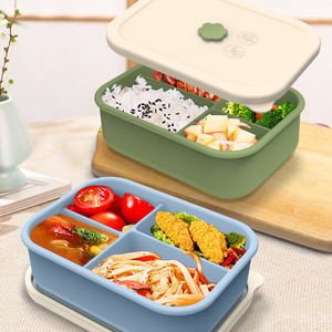 4 <b>Compartment</b> Bento <b>Lunch</b> <b>Box</b> Silicone Food Storage Containers for Adults/kids/students - Product Image 2