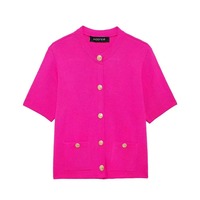 Gran oferta, cárdigan de verano para mujer, cárdigan de estilo europeo y americano, cárdigan ajustado de manga corta para mujer
