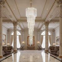 Lustre moderne de luxe ZhongYi pour escalier, luminaire élégant à LED avec tubes transparents en cristal, lampe de salon 3500K blanc chaud 360°