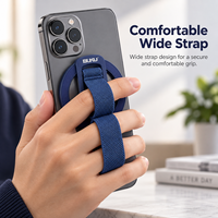 Support de téléphone universel pliable magnétique en alliage de zinc BUKU, support de téléphone amovible avec sangle de maintien