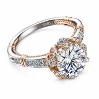 Bague de mariage pour femme en argent sterling S925, Moissanite Mozambique, double couleur, luxe léger, tendance, 1 carat