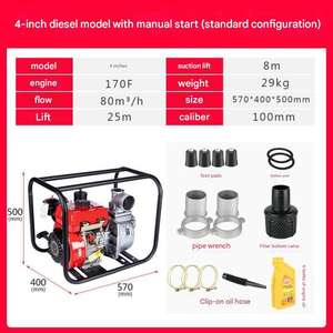 2 <span class=keywords><strong>3</strong></span> 4インチ 170F 高圧農業灌漑用ガーデンポンプ遠心式高揚程大流量ディーゼルエンジンポンプ - Product Image 4