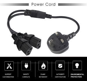 อะไหล่1.0MM2 3.3ฟุต2 in 1 NEMA-5-15P เป็น2 x ซ็อกเก็ต C13 IEC 1ถึง2ตัวแยกสายไฟต่อขยาย - Product Image 2