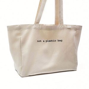 LILALILA Custom <b>Print</b> Recycled Cotton <b>Large</b> Shopping White Canvas Tote Bag - Product Image 1