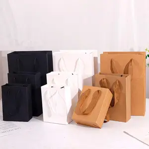 Bolsas de tamanho personalizado variadas, bolsas em papel marrom com alça feitas sob encomenda para pequenos negócios