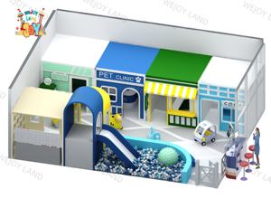 Aire de jeux intérieure pour enfants, équipement de jeu de rôle de ville, aire de jeux intérieure souple avec toboggan et piscine à balles avec route - Product Image 4