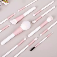 12 Pcs Harga Terjangkau Set Kuas Makeup Berkualitas Tinggi Buatan Tangan dengan Rhinestone Pink Set Kuas Makeup Mawar Pribadi