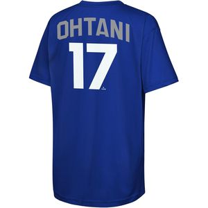 T-shirt de performance pour enfants Los Angeles Dodgers, bleu Ohtani 17, col rond, anti-transpiration, vêtements de baseball - Product Image 3