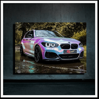 Décoration Murale LED Voiture de Sport : Trois Vues Frontales avec Détails Lumineux pour Garage, Salle d'Exposition, Bureau, Salle de Jeux