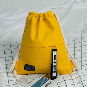 Original Customized Logo Pockets Cotton Canvas Drawstring Backpack <b>Bag</b> Canvas Pouch <b>String</b> Backpack for Shopping and Gym - Product Image 2