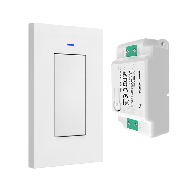 SIXWGH RF433 Wireless Light Switch No Wiring 10A 240V Wall-Mounted 3M Adhesive Remote Control 30M Range CE FCC Smart Home