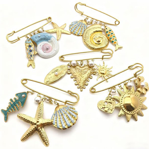 SSeesy Nova Série Marinha Estilo Natural <span class=keywords><strong>DIY</strong></span> Broche de Aço Inoxidável Acessórios de Moda Femininos Originais Personalizados - Product Image 5