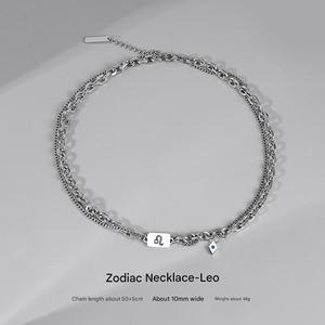 Collar de <span class=keywords><strong>doce</strong></span> constelaciones, nicho, diseño Original, tendencia de sentido, cadena de clavícula masculina, collar de cadena de acero inoxidable para hombres - Product Image 6