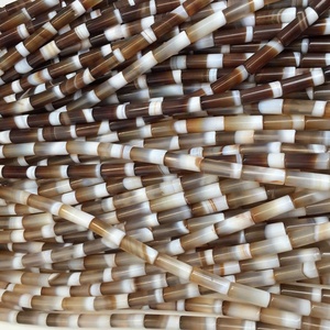 24pcs/lot Natural Stone Brown White <strong>Beads</strong> Cylindrical Stripe <strong>Agates</strong> <strong>Beads</strong> for Making DIY Jewelry Pendant Necklace Size 8x20mm - Product Image 5