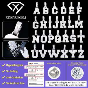 Unisex Hip Hop Fine Jewelry 925 Sterling Silver White Gold Plated GRA Certified Custom-made Service A-z <b>Lead</b> Moissanite Pendant - Product Image 5