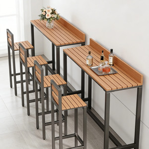 Mesa de <span class=keywords><strong>Bar</strong></span> para Exteriores, Estrecha y Larga, con Separador, Metálica, Industrial, Comercial, para Terraza, Fácil de Montar - Product Image 2