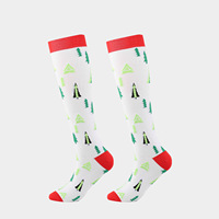 Chaussettes de compression de Noël avec logo personnalisé, hauteur genou, compression graduée, vente en gros, chaussettes de Noël