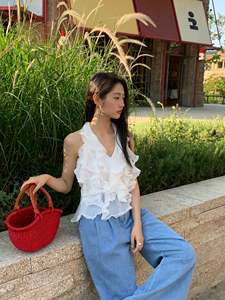 Tendance Été 2025 : Chemise en Chiffon Gaufré Respirant, Style Décontracté et Audacieux, Dos Nu, Col Montant, Motif Géométrique Sexy, Grande Taille - Product Image 5