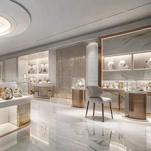 Gabinete de exhibición de diseño personalizado para joyerías LED Showcase Glass Island Shelve Counter para Jade Silver Jewelry para Mall - Product Image 5